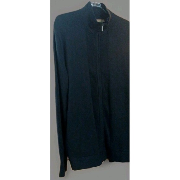 Cubavera Black Full Zip Knit Sweater L Cotton Minimalist Old Money EUC - Picture 3 of 7